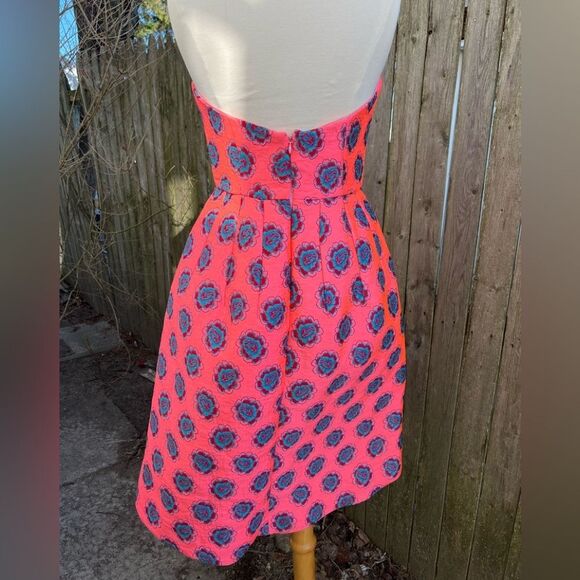 🦋ASOS SALON Fluro Jacquard Bandeau Wrap Front Bustier Dress Size 10 (AA2) - Picture 9 of 14